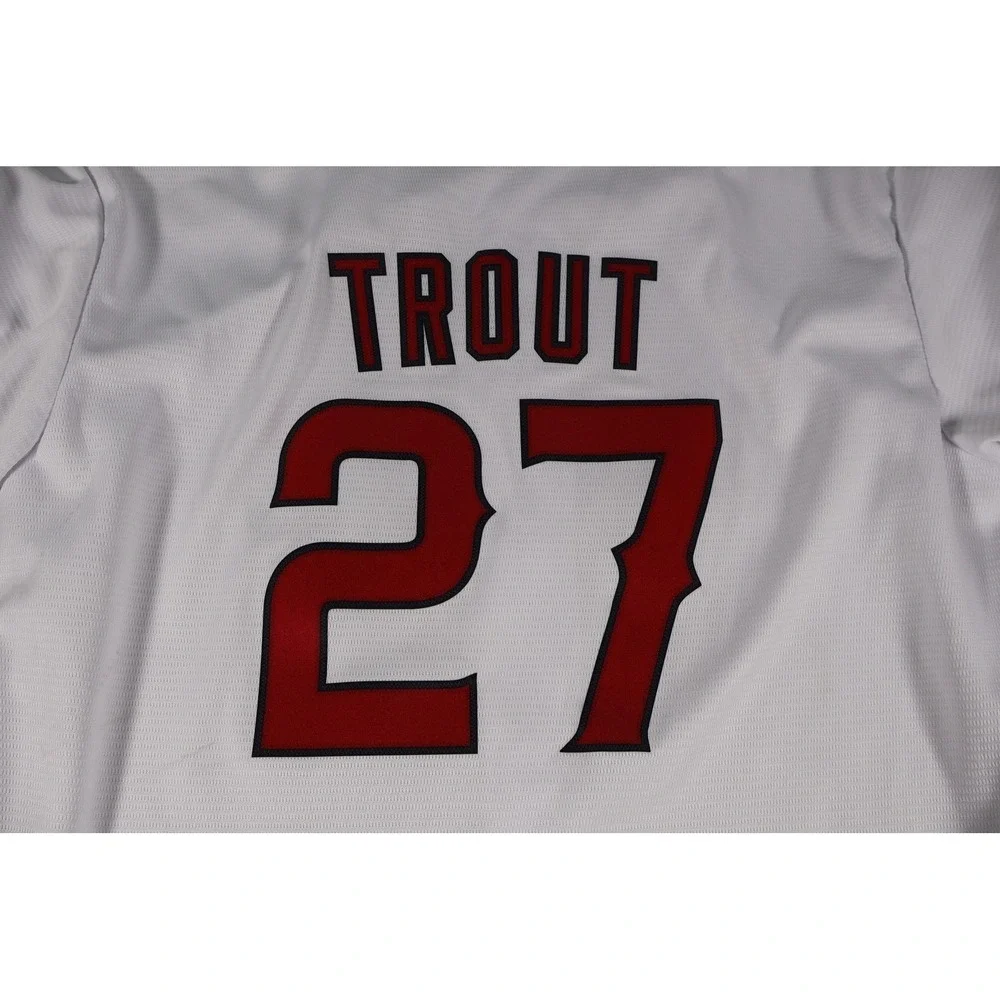 Los Angeles Angels Baseball Jersey Boys Large White Mike Trout MLB Nike Button